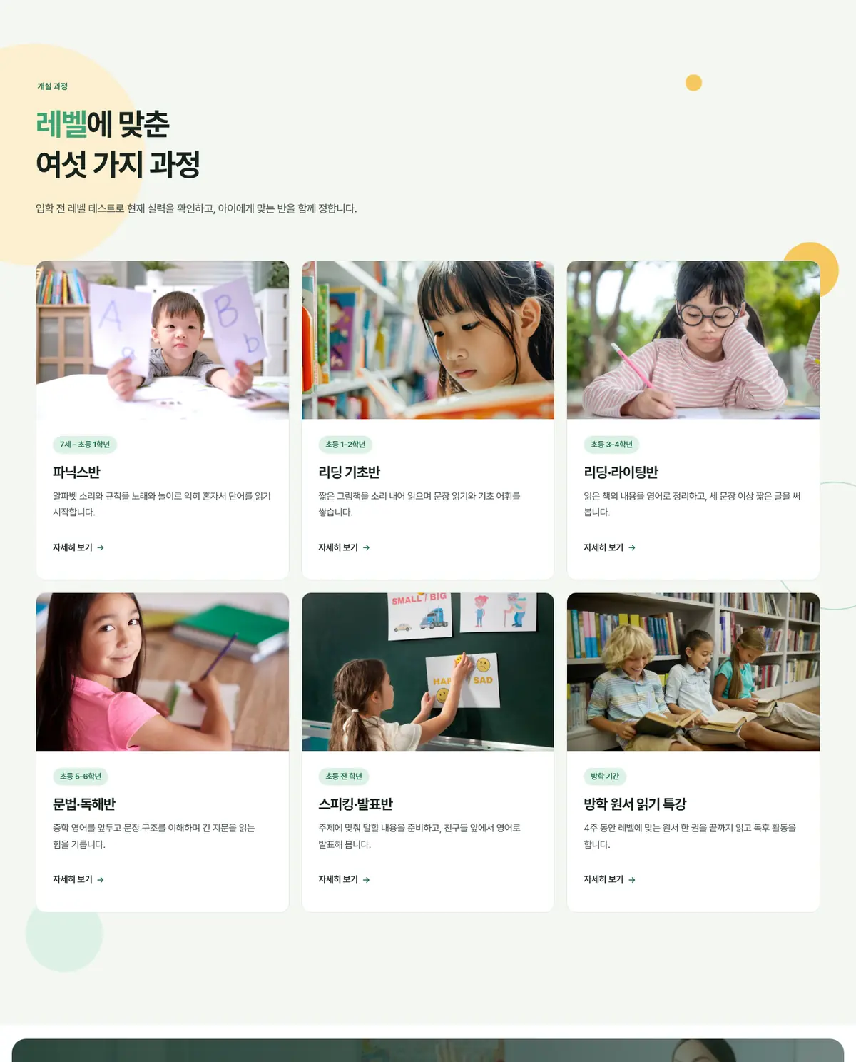 새봄아카데미 화면: 여섯 과정을 한 장의 지도로